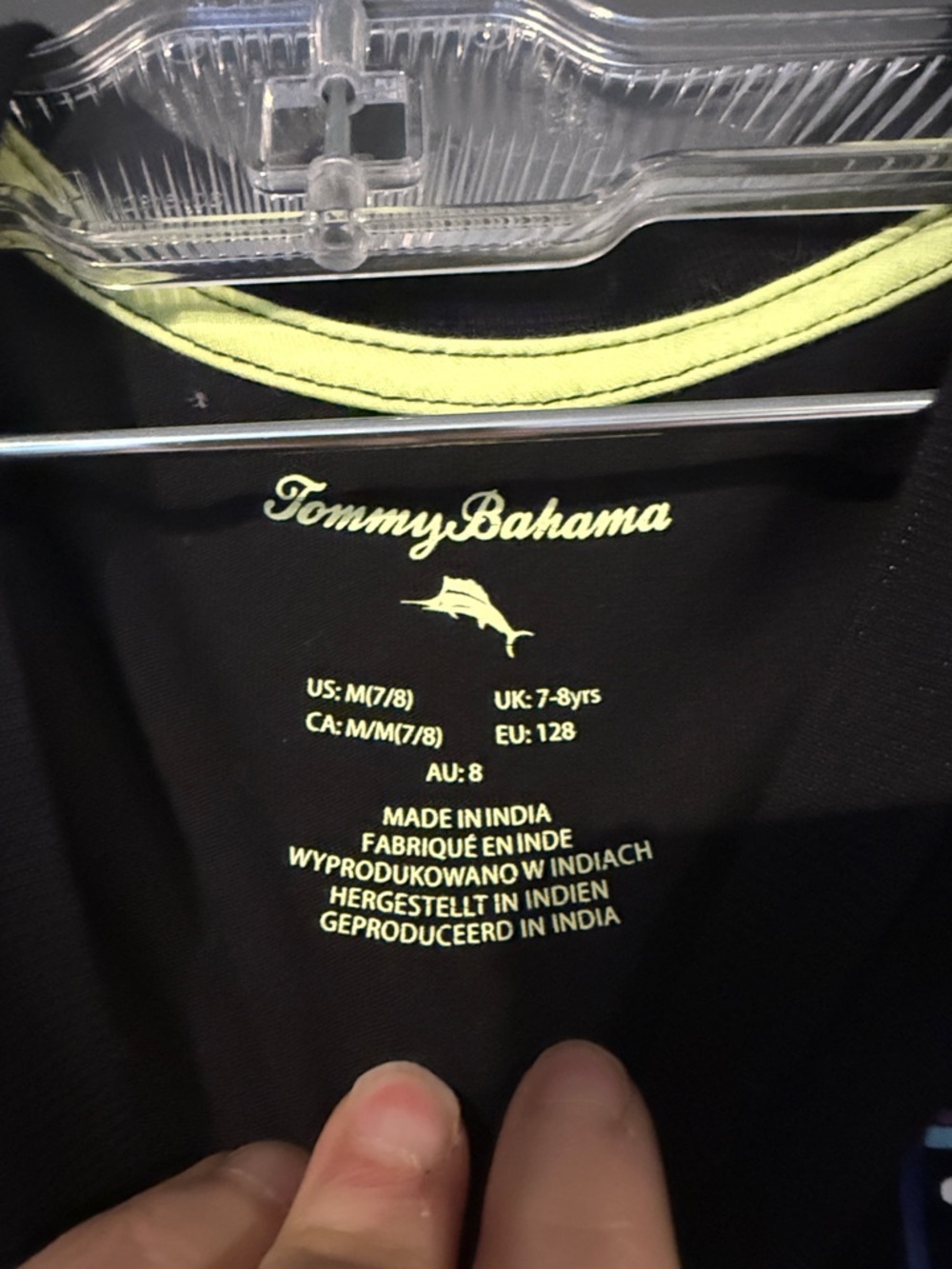 Tommy Bahama Black Tee with Lime Logo and Trim - Picture 2 of 3